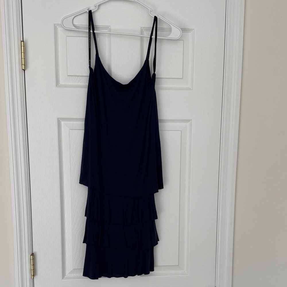 Chic Midnight Blue Layered Mini Dress
